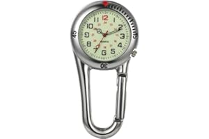 Ibohevo Clip on Watch Carabiner: Men Women Glow in The Dark Fob Watch Waterproof Pocket Watch Novelty Watches for Doctors Nurses Outdoor Activities
