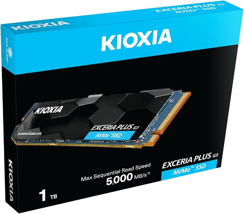 KIOXIA EXCERIA PLUS G3 1TB M.2 2280 PCIe Gen4 NVMe SSD 5000MB/s Gaming PC Laptop