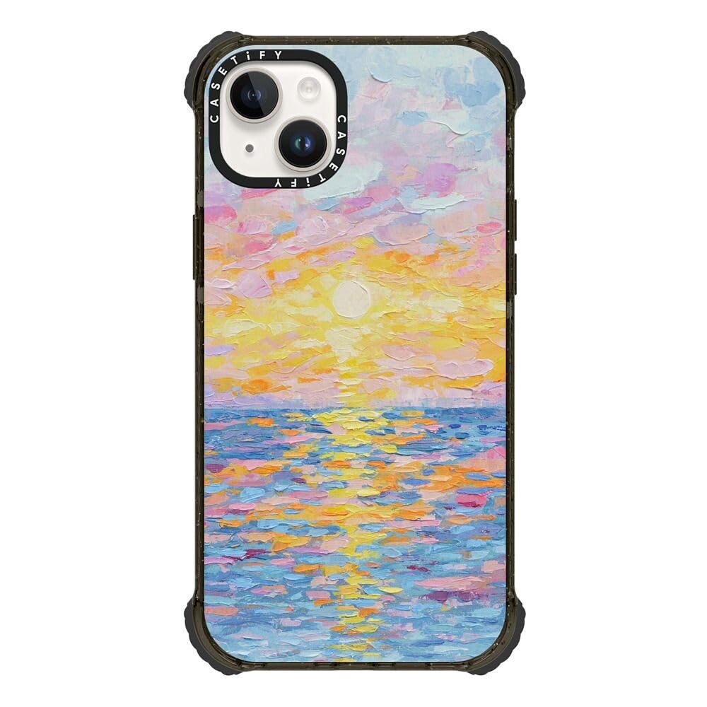 CASETiFY Ultra Impact iPhone 14 Plus Case [5x Military Grade Drop Tested / 11.5ft Drop Protection] - Frosted Sunset - Glossy Black