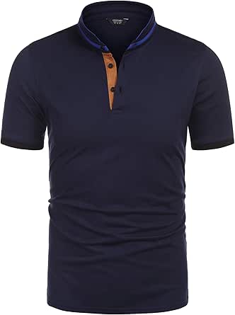 COOFANDY Men's Short Sleeve Polo Shirts Slim Fit Golf Shirt Quarter Zip Polo T-Shirts