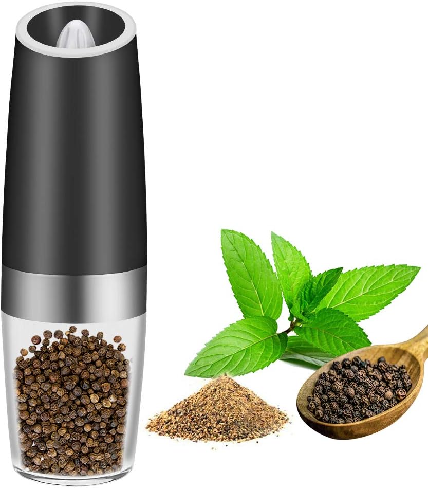 Linkax Electric Salt and Pepper Grinder,Battery Powered Pepper Mill and Salt Mill,High Capacity,Adjustable Grind Coarseness with Blue LED Light