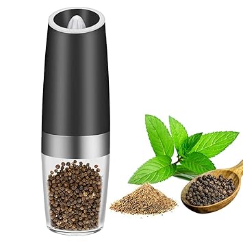 Linkax Salz und Pfeffer Mühle,Elektrische Pfeffermühle Gewürzmühle Salzmühle Kippmühle Keramikmahlwerk Einstellbarer Feinheit