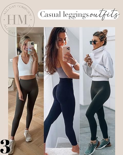 HMUUO 2 PACK LEGGINGS FOR WOMEN CROSS WAIST NO SEE-THROUGH TUMMY CONTROL YOGA PANTS WORKOUT RUNNING LEGGING