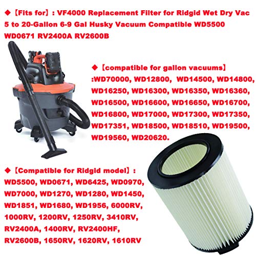 VF4000 Replacement Cartridge Filter Craftsman,for Ridgid 72947 Wet Dry