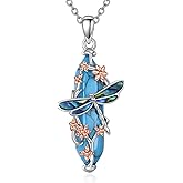 MONGAS Dragonfly Necklace Sterling Silver Created Turquoise Dragonfly Pendant Necklaces Turquoise Jewelry Gifts for Women