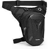 QABIRK Waterproof Motorcycle Leg Bag with Headphone Jack, Adjustable Shoulder Strap And Double Zipper Compartment - Black EVA Outdoor Riding Waist Bag for Off-Road Bikes And Motorcycles, Adjustable Sh
