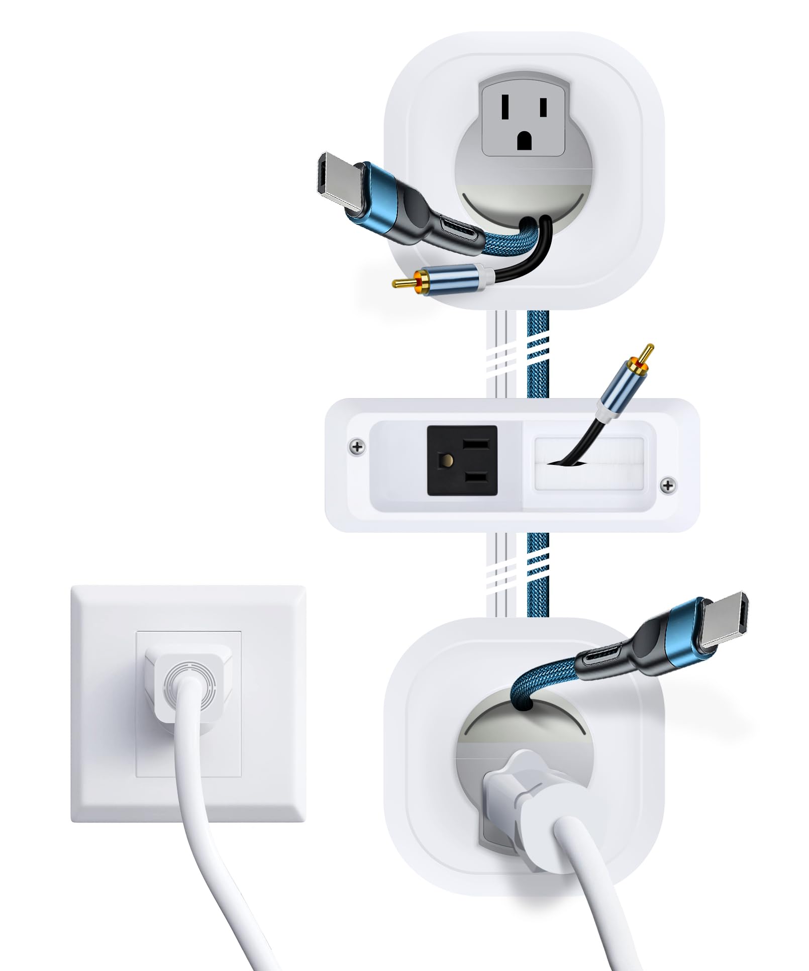 Photo 1 of ***************Missing parts************
in Wall Cable Management Kit for Mounted TV & Soundbar - Cord Hider For Wall Mount TV - Powers Media Devices & Hides All Cables - Include Circle Saw & Drywall Saw, TV Cable Hider Wall Kit Easy Install