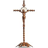 Calculs Metal Jesus Crucifix Table Cross for Catholic Table Cross With Stand For Christian Prayers Jerusalem Home Decor 10" Copper
