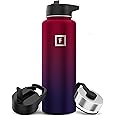 IRON °FLASK Camping & Hiking Hydration Flask with 3 Lids - Stainless Steel, Double Walled & Vacuum Insulated Water Bottle - Leak Proof & BPA Free (Dark Rainbow, Straw - 40 oz)