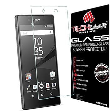 TECHGEAR Panzerglas für Xperia Z5 - Panzerglasfolie Anti-Kratzer Schutzabdeckung kompatibel mit Sony Xperia Z5