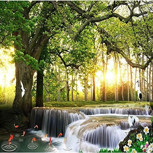 xbwy Custom 3D Flowing Water Background Wallpaper Green Tree Wallpaper 3D Nature Wallpaper Wall Mural Photo Wallpaper-400X280Cm