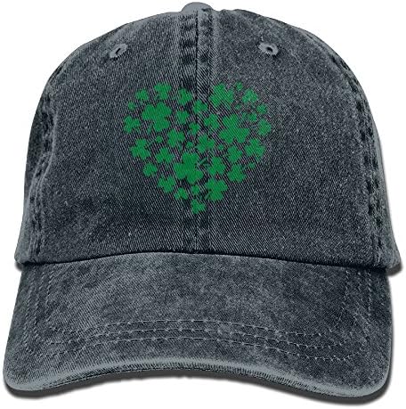 SKXJ0IOAI TeeStars - Irish Green Clovers Heart ST Unisex Flat Bill Hip Hop Cap Baseball Hat Head-Wear Cotton Trucker Hats Navy