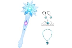 LINMANSHUO Light Up Wands for Kids Princess Snowflake Stick Princess Wand with Sound Motion-Sensitive Magic Toys for Children Girls Costumes Role-Playing Accessories Children's Party Gifts