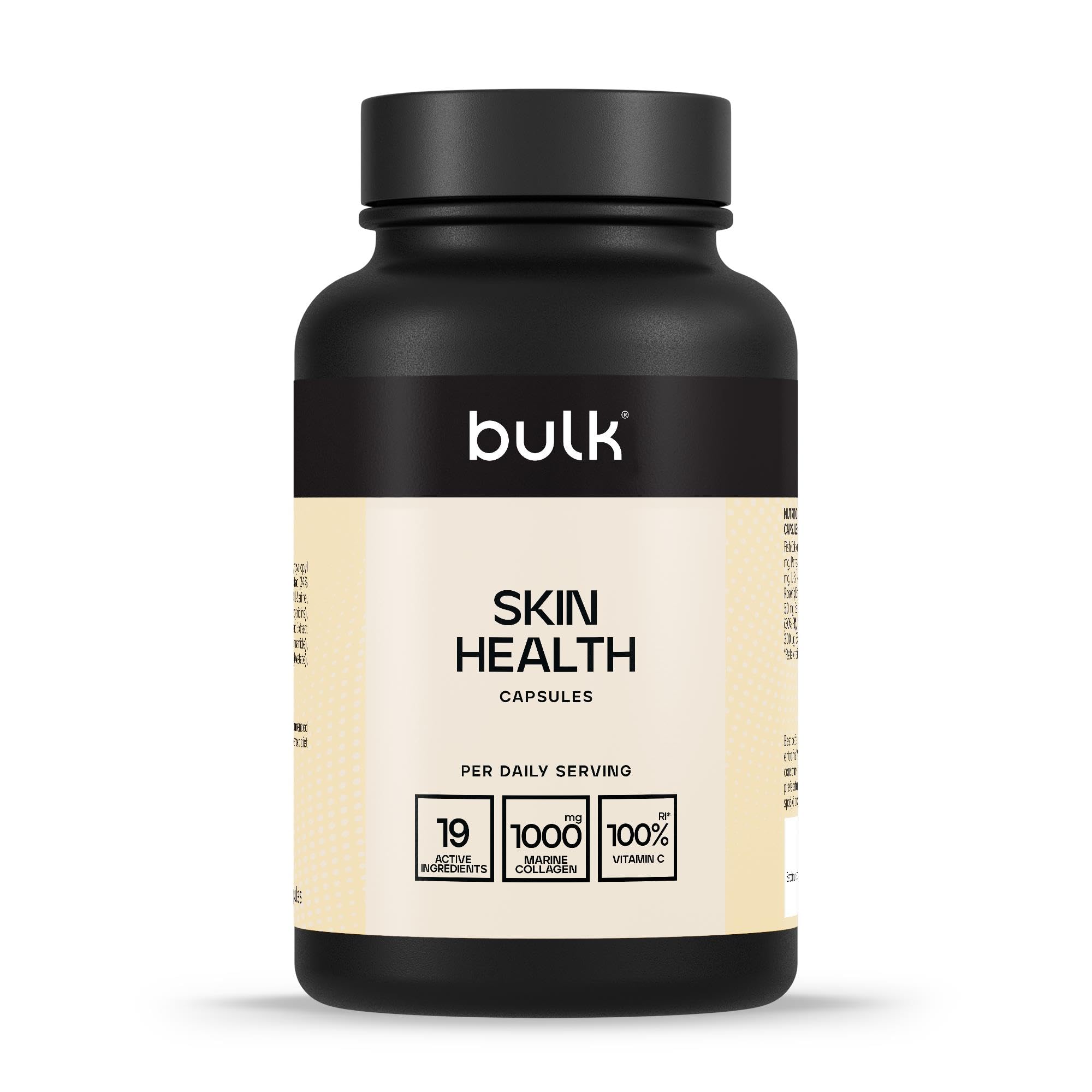 Bulk Skin Health Supplement Capsules, Marine Collagen, Vitamin C, Iodine, Niacin, Vitamin A, Riboflavin, Zinc, Pack of 120, Packaging May Vary