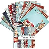 Scrapbook Paper Pad 6x6, Christmas Assorted Pattern decoupage Paper, Single-Sided Vintage Scrapbooking DIY Decorative Cardmak