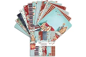 LYFJXX Scrapbook Paper Pad 6x6, Christmas Assorted Pattern decoupage Paper, Single-Sided Vintage Scrapbooking DIY Decorative Cardmaking Supplies, 24pcs Junk Journaling Craft Paper