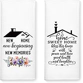 WUUCKOO 2PCS New Home Beginning Memories Kitchen Towels Set, Bless This Home With Peace and Love, Housewarming Gifts for Neighbor Friend Mom Sister BFF