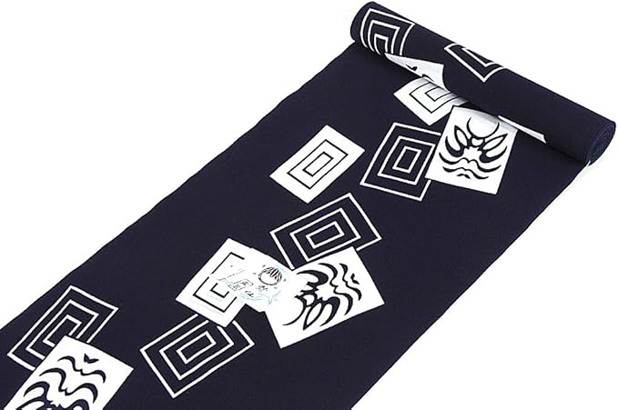 Amazon 竺仙謹製 浴衣 反物 紺 白 歌舞伎 綿100 メンズ 日本製 男浴衣反物 ブランド 服 ファッション小物 通販