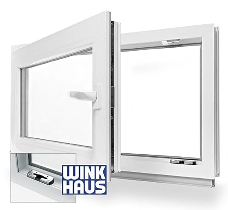 Kellerfenster 3fach Verglasung Kunststoff Fenster Pilzkopfverr. WINKHAUS BxH 80x60cm / 800x600mm DIN Links
