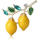 WCRAZYE Rhinestone Lemon Brooches Pin for Women Girls Dainty Cute Tiny Yellow Crystal Lemon Fruit Safety Lapel Brooch Pins Fashion Jewelry Gift, Perfect for Dresses Hat Bag