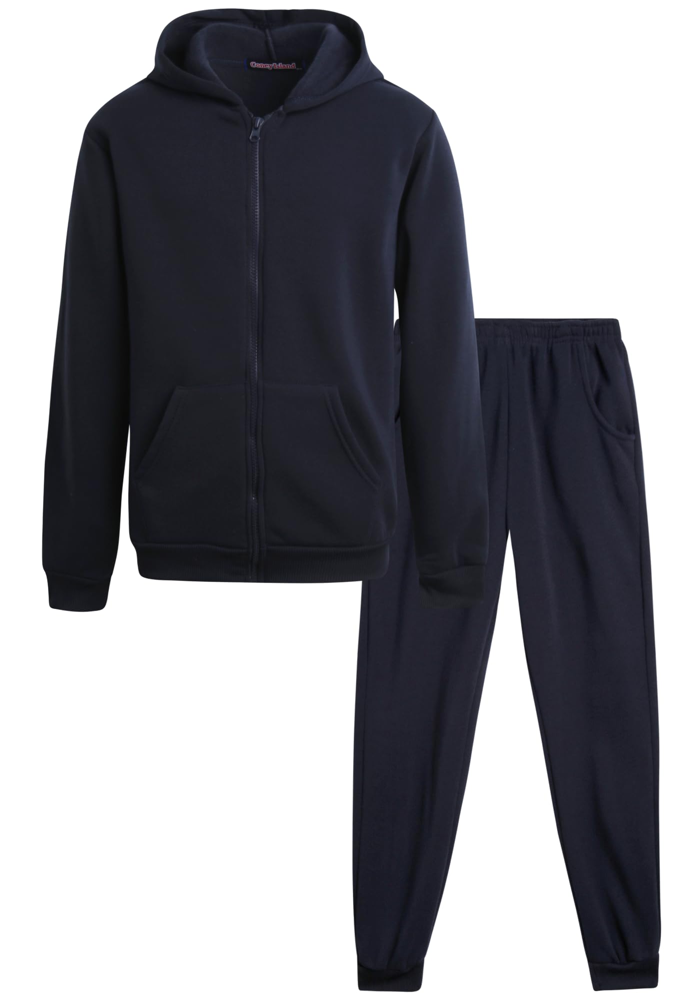 Photo 1 of Coney Island Boys Sweat Suit Set - 2 Piece Soft Fleece Zip Up Hoodies and Athletic Jogger Sweatpants for Boys (Sizes: 5-16), Size 14-16, Navy