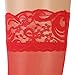 FENTI Sheer Thigh High Sexy Daily Stocking with Stay Up Silicone Lace Top , Red