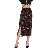 Women's Sequin Skirt Stretchy Bodycon High Waist Glitter Sequins Pencil Skirts for Women Party Night