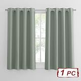 PONY DANCE Sage Green Blackout Curtain Panel 52x54 Eyelet Kids Room Privacy view 2