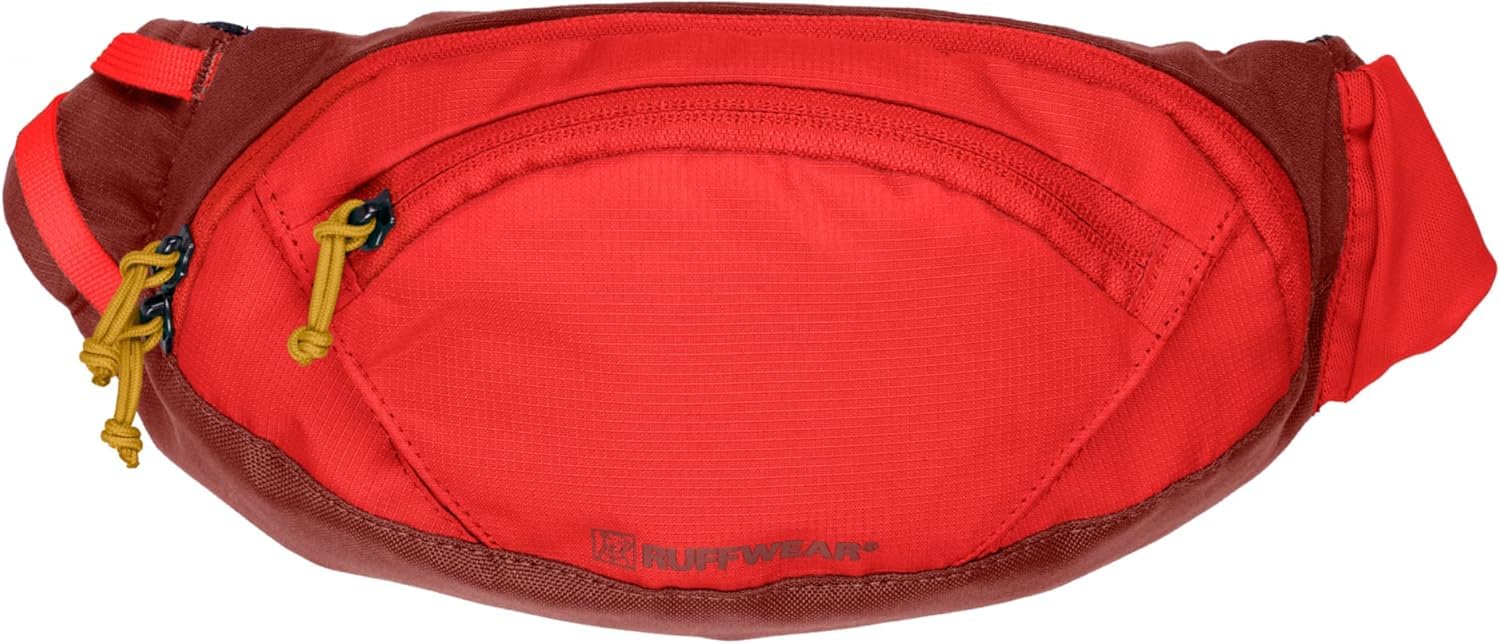 RUFFWEAR Home Trail Hip Pack - Adjustable Cross Body & Belt Bag for Dog Walking, Bumbag with Zipped Pockets, Dog Treat Pouch & Poop Bag Carrier, Red Sumac