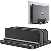 OMOTON [Updated Dock Version Vertical Laptop Stand, Double Desktop Stand Holder with Adjustable Dock (Up to 17.3 inch), Fits 