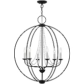 Livex Lighting, 40916-04, Arabella, Globe Pendant Chandelier, Black with Brushed Nickel Finish Candles