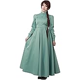 miccostumes Womens Costume A Line Long Sleeves Pastel Green Dress with White Collar