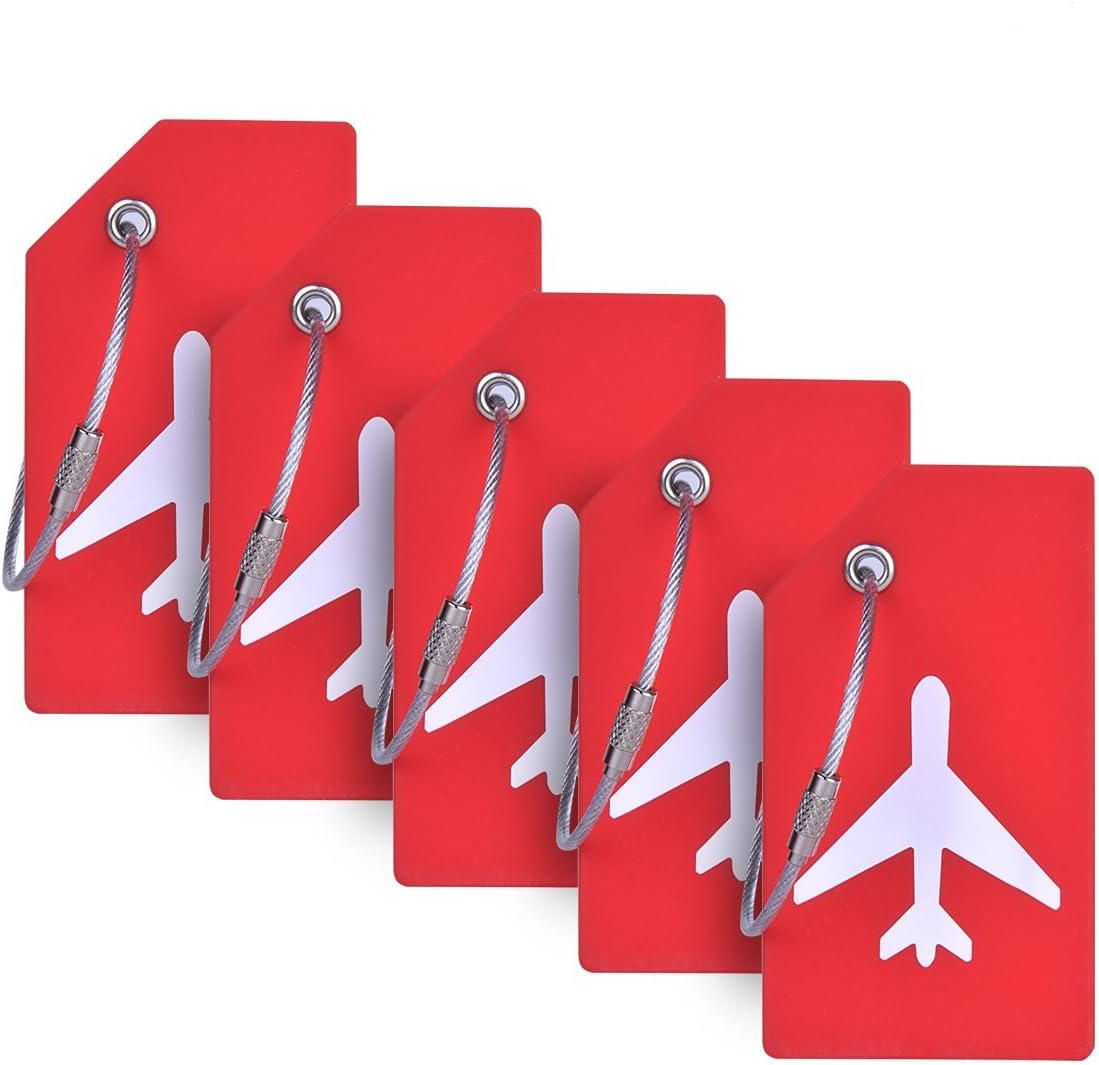  | Silicone Luggage Tag With Name ID Card Perfect to Quickly Spot Luggage Suitcase (Plane 5Pcs Orange) | Luggage Tags