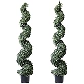 5' Artificial Cypress Spiral Boxwood Topiaries Tree in Plastic Pot Outdoor and Indoor Home Decor (2 Pack)