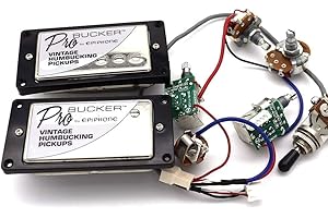 XIYANGJUAN 1 Set ProBucker Alnico Bridge&Neck Pickups with Pro Wiring Harness Pots&3 Way Switches Universal for Electric Guitar (Chrome (Black Ring))