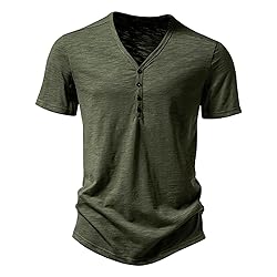 Men's V Neck Henley T-Shirts Classic Comfort Soft