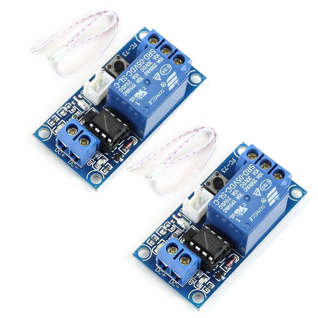 Hailege 2pcs 5V 1 Channel Self Locking Bistable One Button Start/Stop Self-Locking Relay Module Relay Switch fro MCU Control