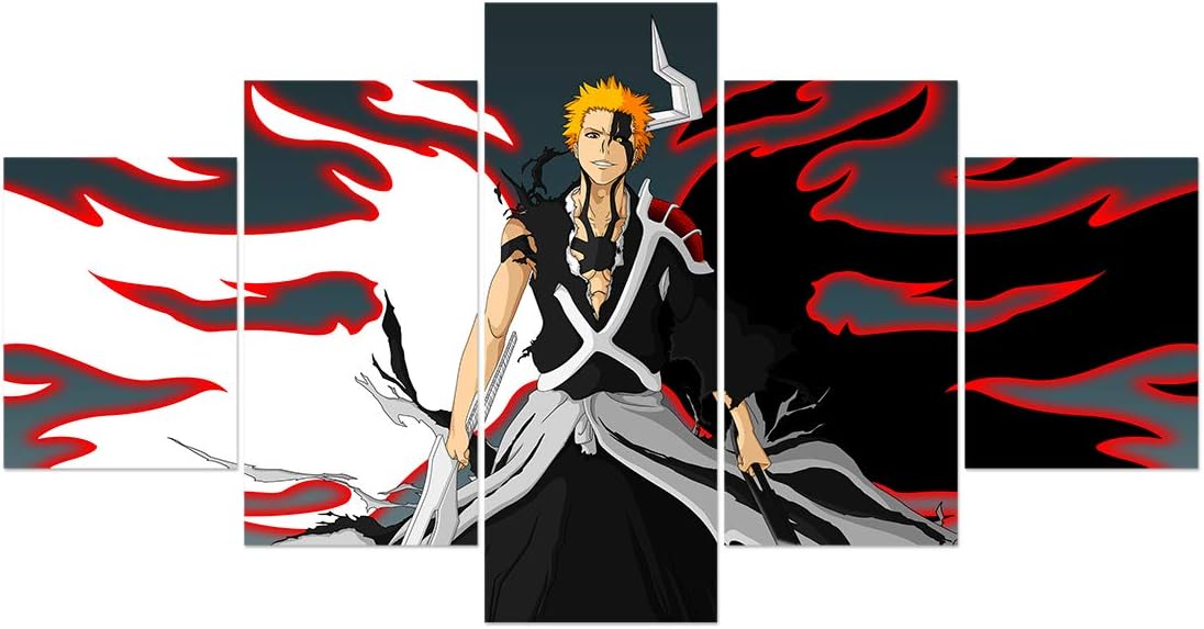 FUNHUA BLEACH Poster Prints on Canvas Unframed 5 Panel Anime Bleach Wall Art Decor for Home Office Bar Kitchen