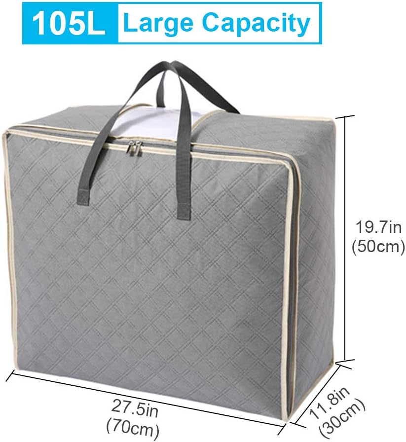 Astoryou 105L Large Storage Bags with Zips, 2 PCS Duvet Storage Bag King Size - Image 3