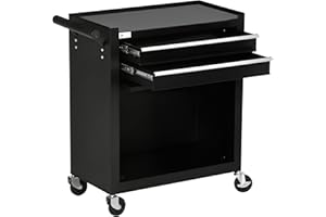 DURHAND 2-Drawer Rolling Tool Chest on Wheels, Metal Tool Cabinet for Warehouse, Workshop and Garage, Black