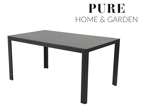 Pure Home & Garden Aluminium Gartentisch Fire XXL mit Polywood Tischplatte, 180x90 absolut wetterfest, anthrazit aus dem Haus