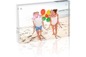 TWING 5x7 Acrylic Frame for Pictures, Clear Double Sided Acrylic Picture Frame with Microfiber Cloth, Picture Frame 5x7, 12 + 12MM Thickness Magnetic Photo Frame Desktop Frameless Display Gifts Ideal