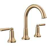 Delta Saylor Brushed Gold Bathroom Faucet 3 Hole, 8 Inch Widespread Bathroom Sink Faucet for Vanity, Metal Push-Pop Drain Assembly, Champagne Bronze 3535-CZMPU-DST