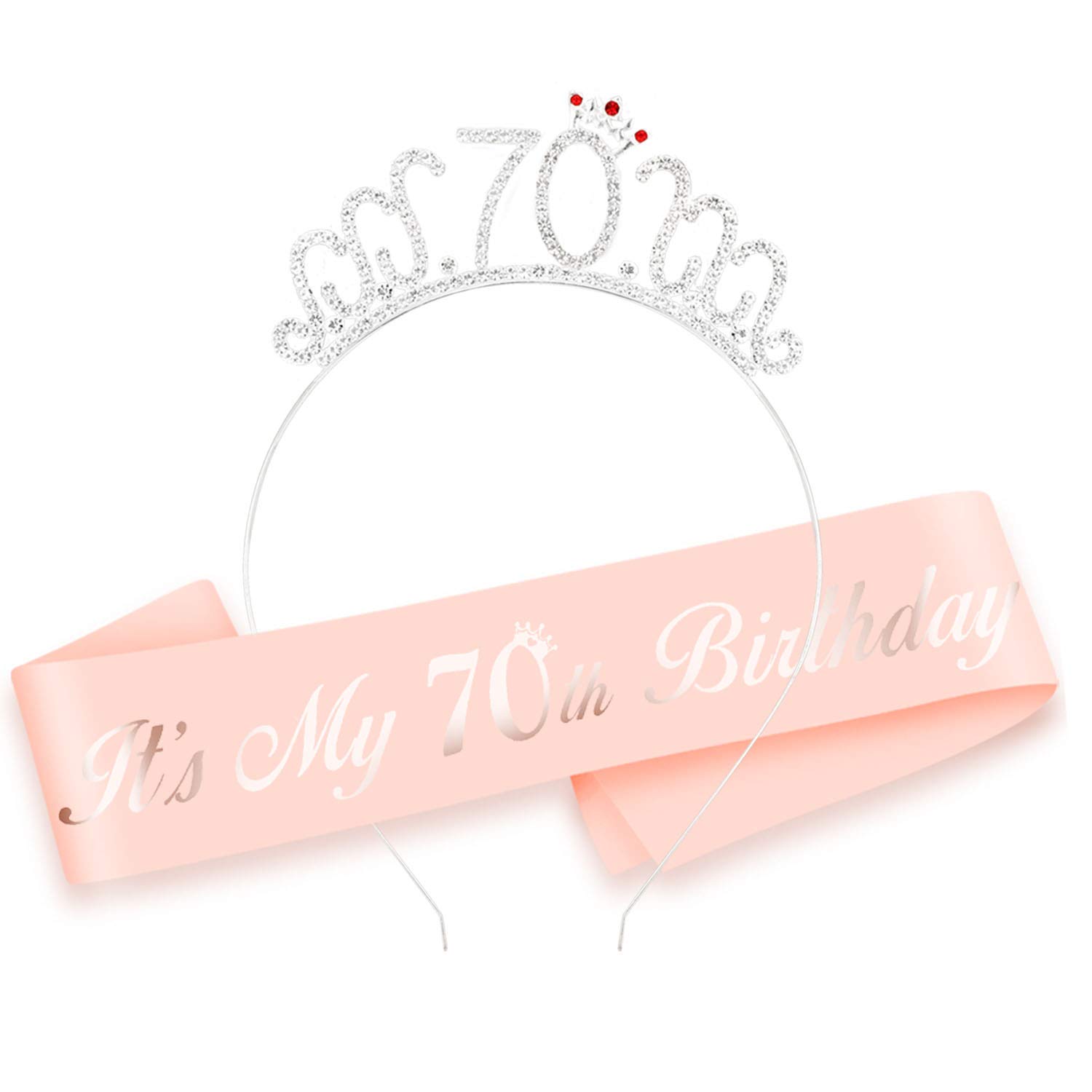 HOWAF 70th Birthday Sash Party Decoration It’s My 70th Birthday Satin Sash and Tiara, 70 Birthday Rhinestone Crown Headband Birthday Gift 70th Birthday Accessories for Women