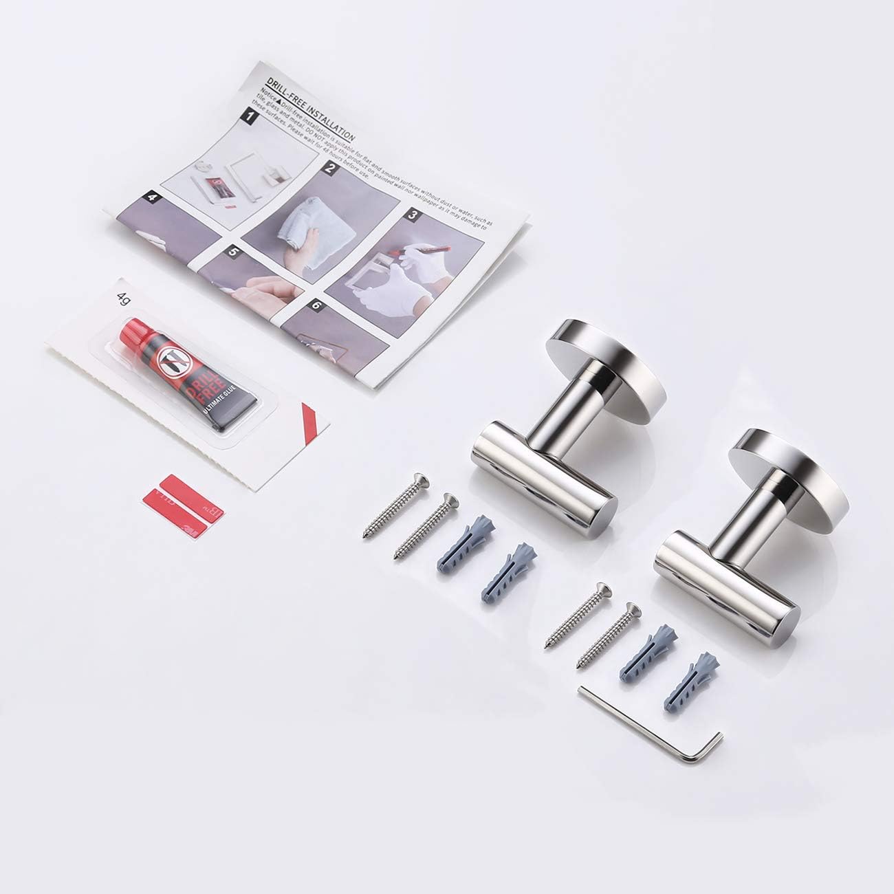 KES SUS 304 Stainless Steel Coat Hook Towel Robe Clothes Hook for Bath Kitchen Garage Heavy Duty Wall Mounted, Polished Finish 2 Pack, A2164-P2 - - 