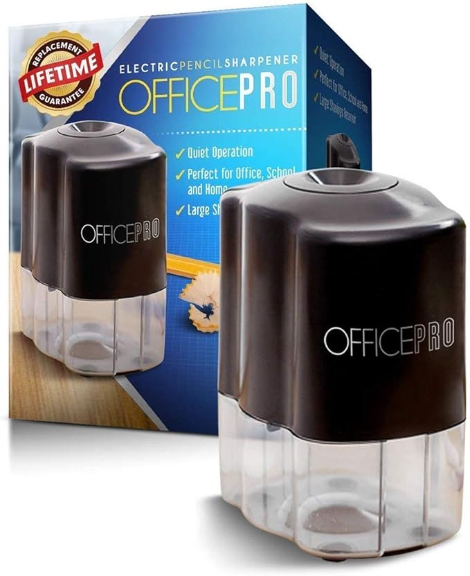 Officeline Electric Pencil Sharpener, Helical Steel Blade Sharpens All
