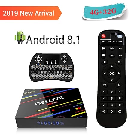 [Android 8.1 TV Box] QPLOVE Max+ Smart TV Box Quad Core 4GB RAM + 32GB ROM/ 4K * 2K UHD H.265/ HDMI/USB 3.0/ WLAN 2.4GHz Medi