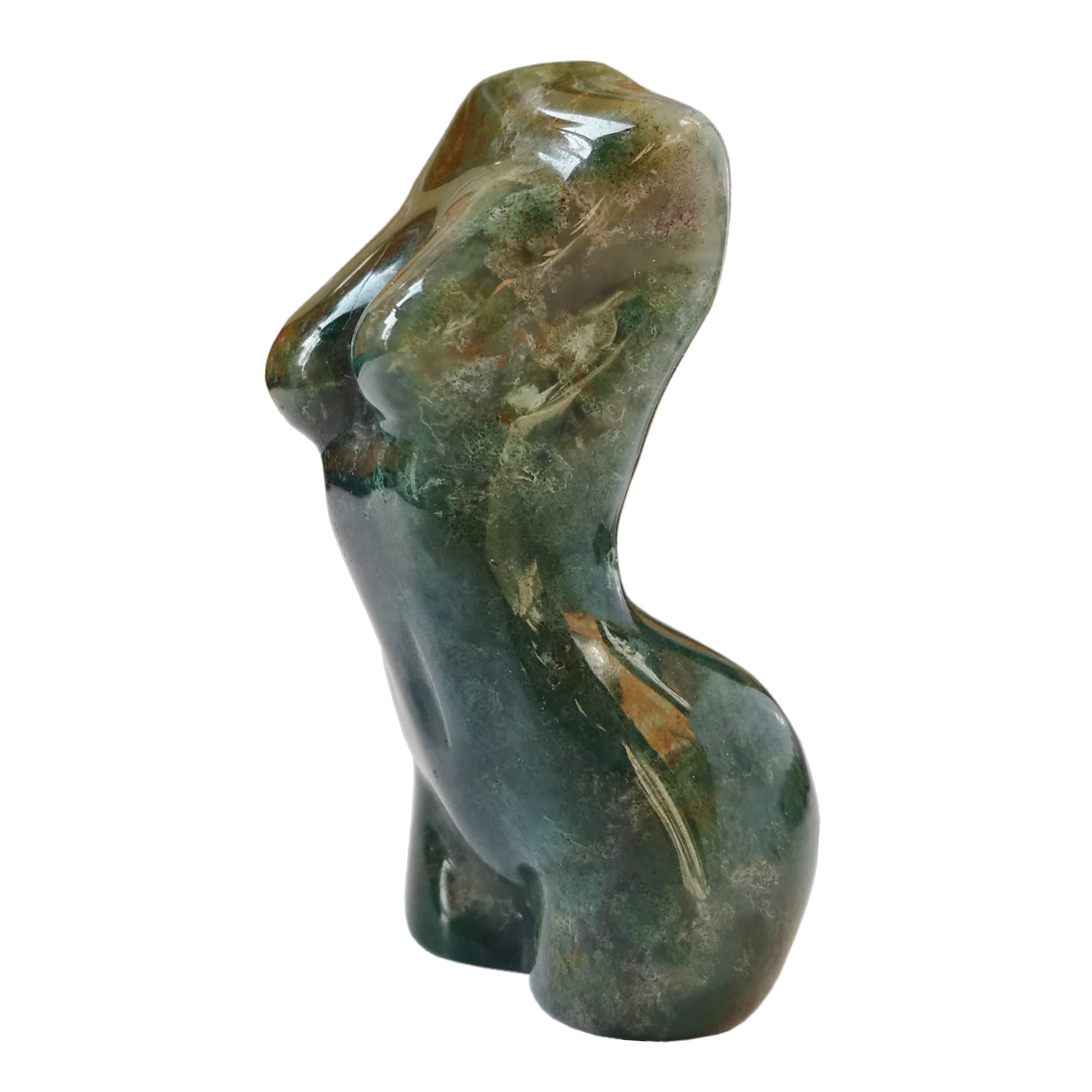 Manekieko India Agate Healing Crystal Female Model Figurine Sculpture, 50mm Carving Pocket Palm Stone Office Decor Decoration