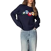 Women's Y2k Crewneck Long Sleeve Pullover Fall Winter Ribbed Knit Sweater Vintage Streetwear