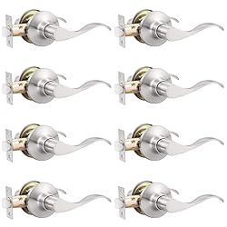 GOBEKOR 8 Pack Passage Door Levers Brushed Nickel